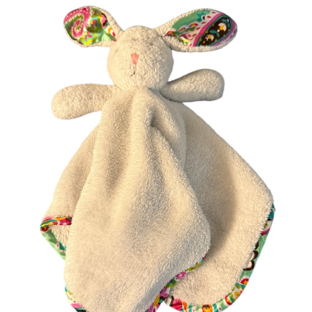 Vera Bradley Bunny lovey Baby Security Blanket TUTTI FRUTTI white paisley satin